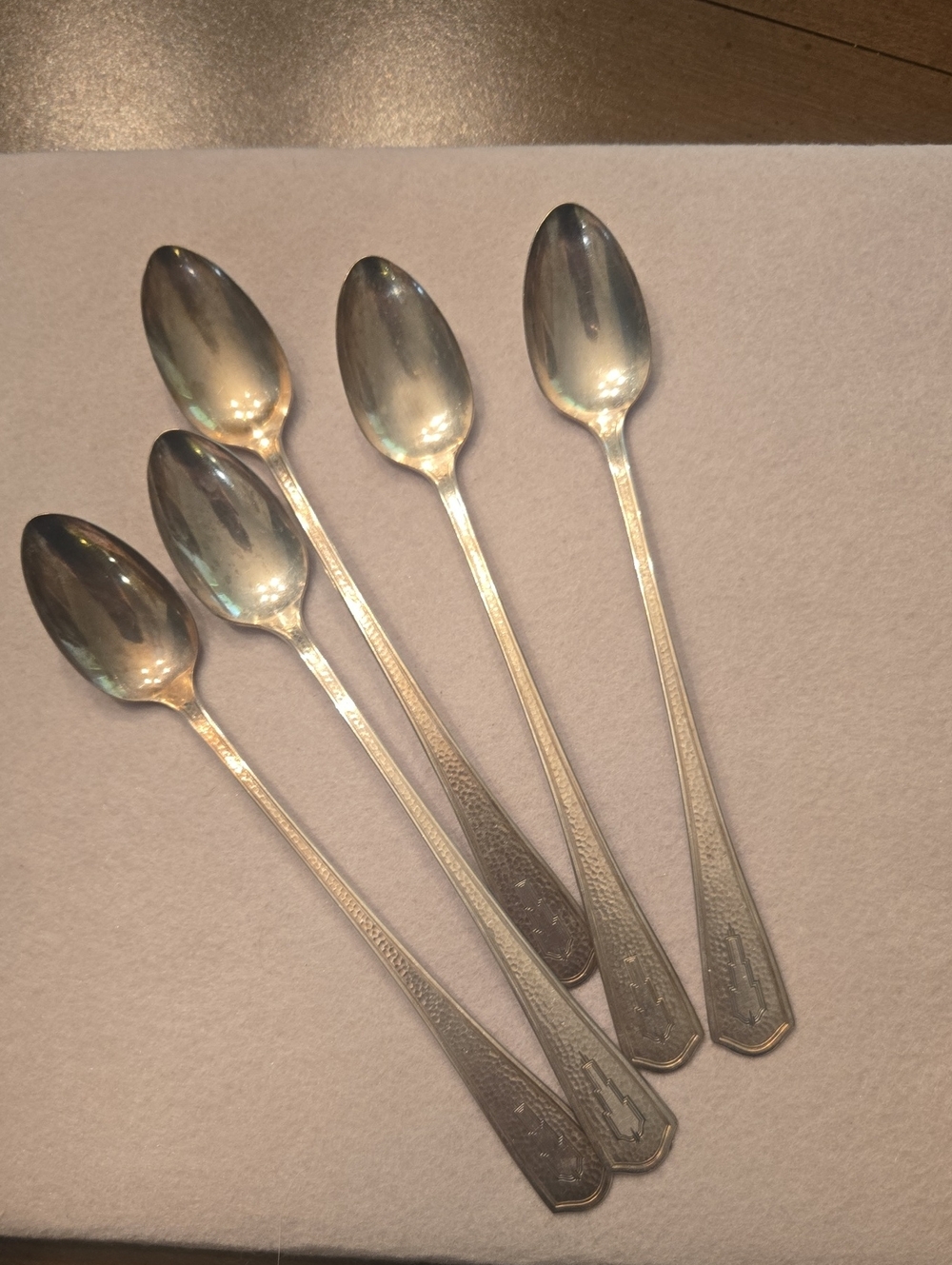 Vintage Beacon Miami Silver-plate Engraved Iced Tea Spoon Set - 5 Pieces   7.50"